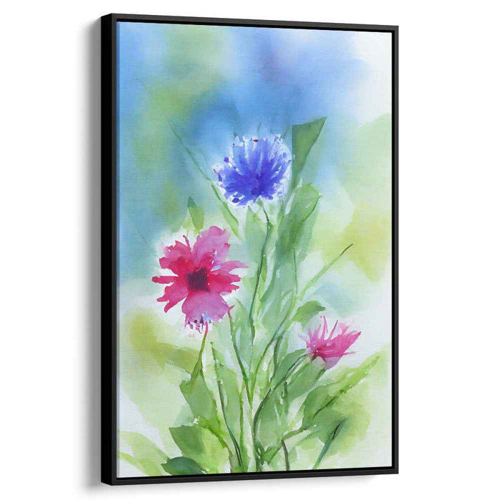 Fleeting Garden Dance: Watercolor Blooming Flowers Canvas Art Print