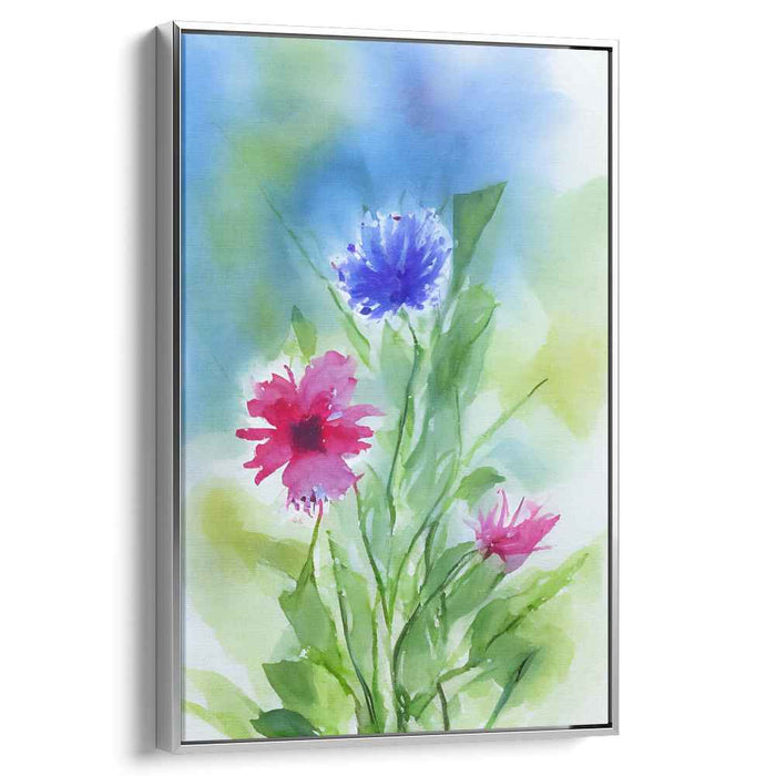 Fleeting Garden Dance: Watercolor Blooming Flowers Canvas Art Print