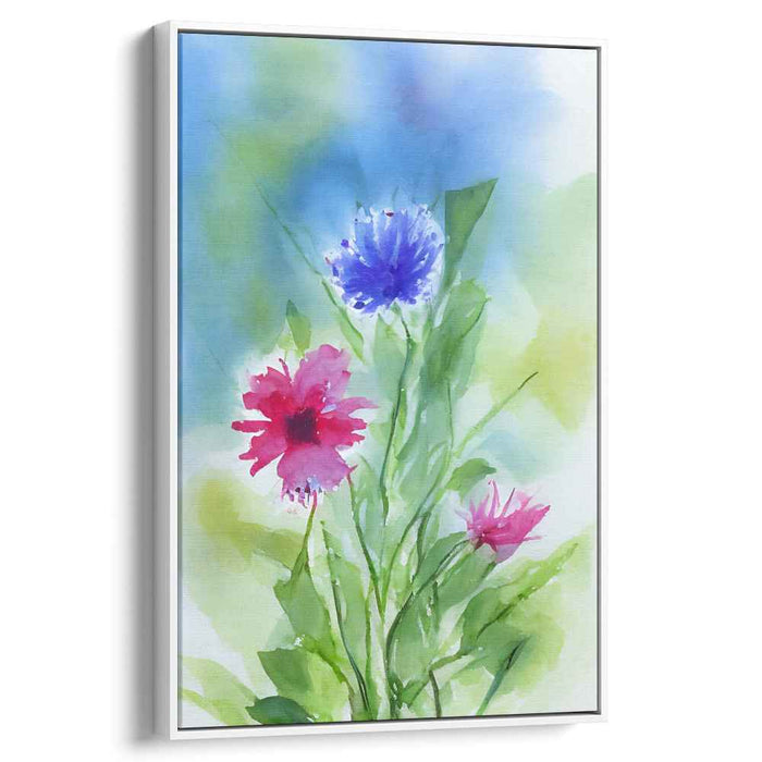 Fleeting Garden Dance: Watercolor Blooming Flowers Canvas Art Print