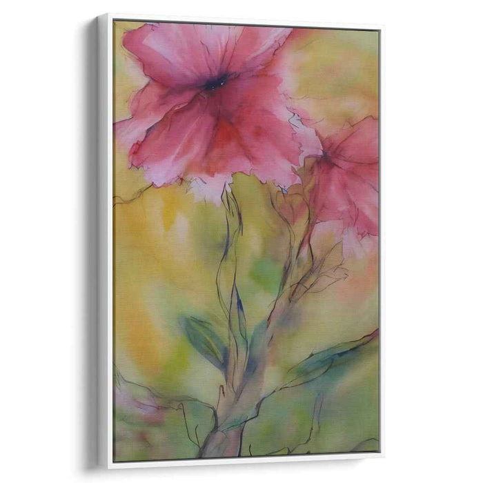 Blossoms in the Mist: Watercolor Floral Elegance Canvas Art Print