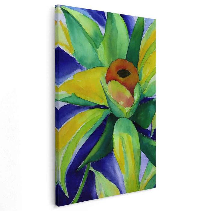 Vibrant Succulent Burst: Watercolor Botanical Canvas Art Print