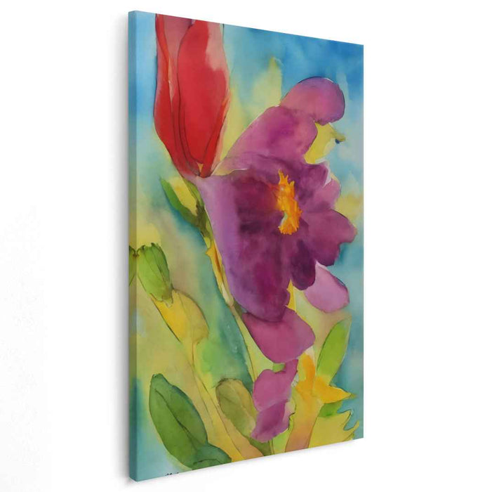 Blossoming Hues Dance On Canvas: Vibrant Watercolor Bloom Canvas Art