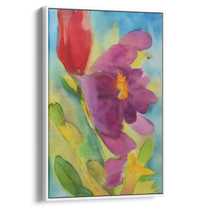 Blossoming Hues Dance On Canvas: Vibrant Watercolor Bloom Canvas Art