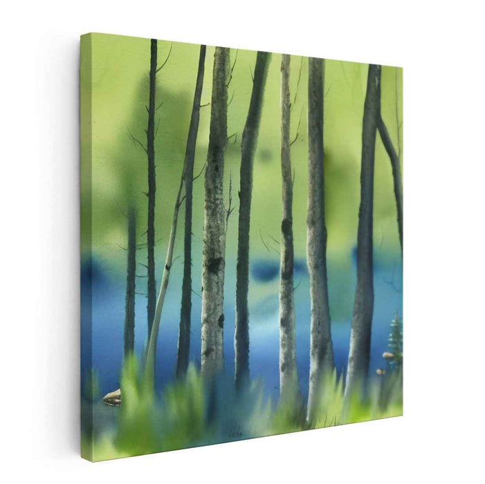 Forest Mystique: Watercolor Woodland Serenity Canvas Art Print