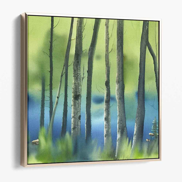 Forest Mystique: Watercolor Woodland Serenity Canvas Art Print
