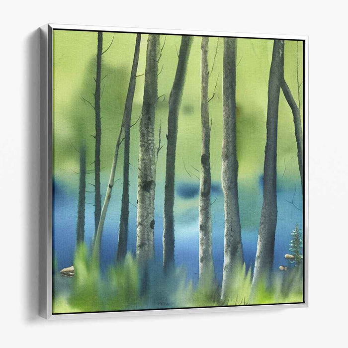 Forest Mystique: Watercolor Woodland Serenity Canvas Art Print