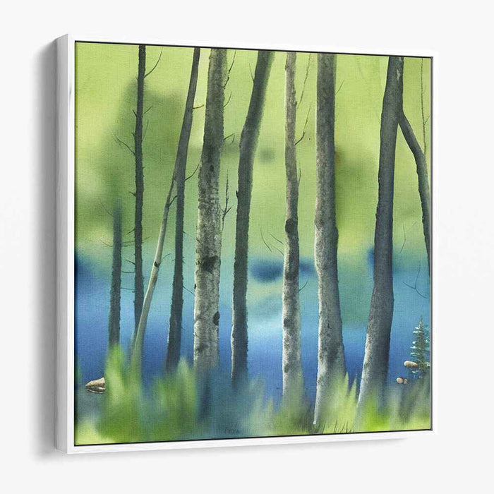Forest Mystique: Watercolor Woodland Serenity Canvas Art Print