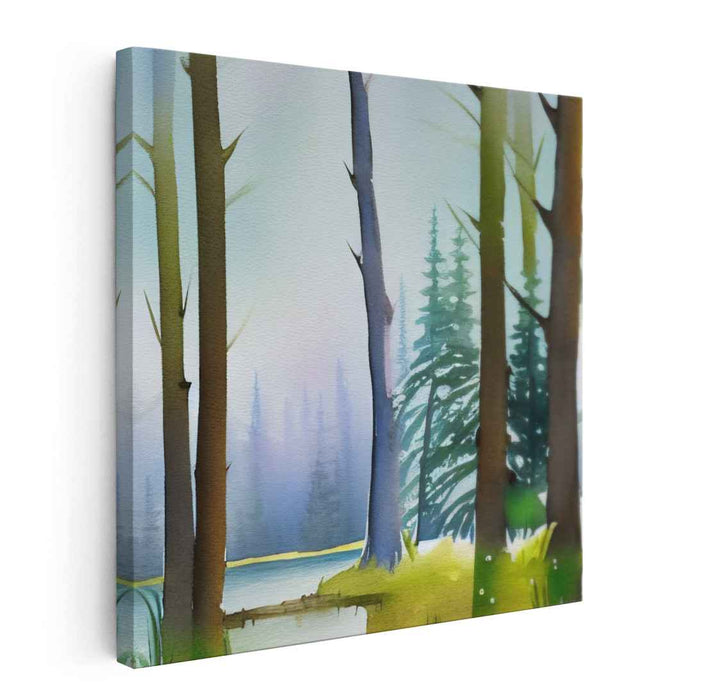 Ethereal River Journey: Tranquil Watercolor Landscape Art Print