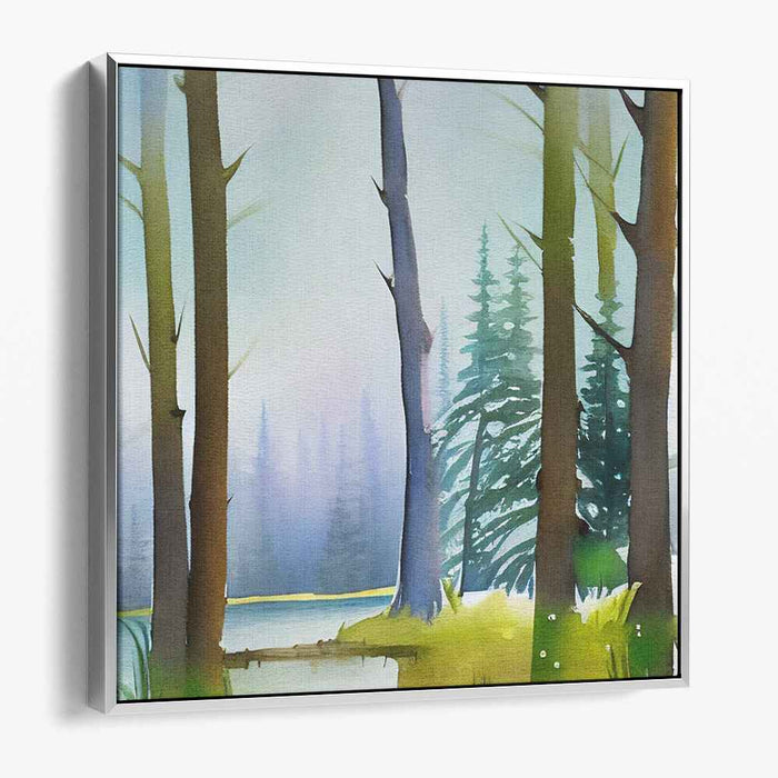 Ethereal River Journey: Tranquil Watercolor Landscape Art Print