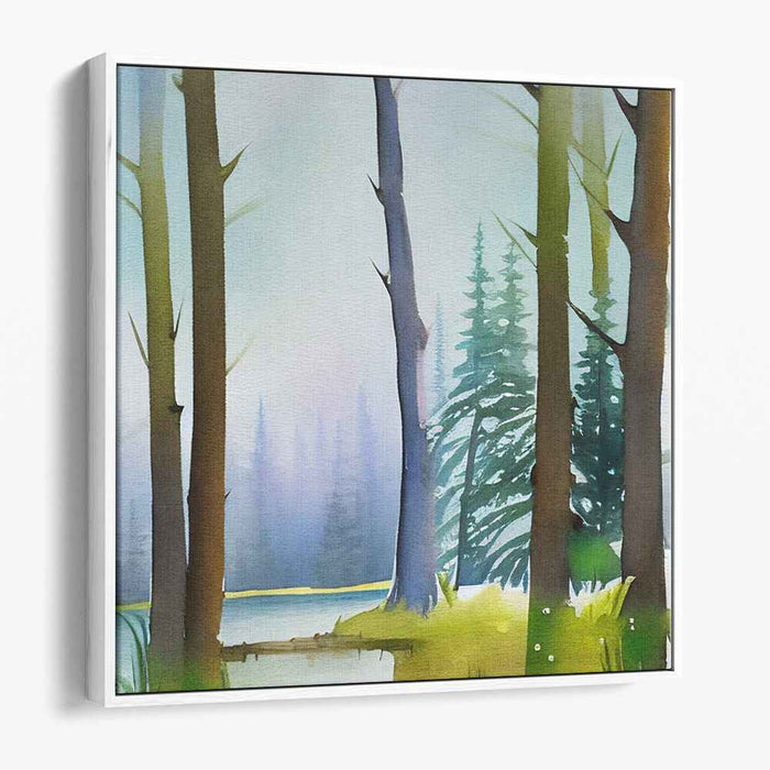 Ethereal River Journey: Tranquil Watercolor Landscape Art Print