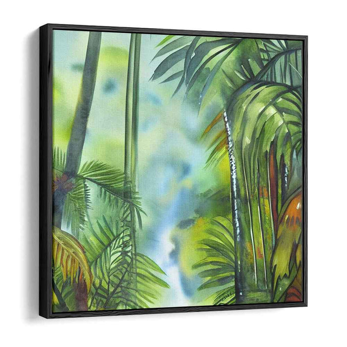 Serene Jungle: Watercolor Tropical Forest Canvas Art Print