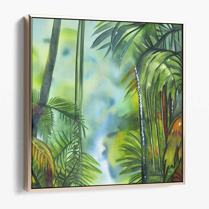 Serene Jungle: Watercolor Tropical Forest Canvas Art Print