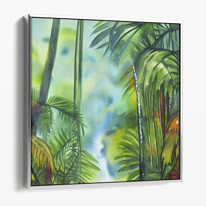 Serene Jungle: Watercolor Tropical Forest Canvas Art Print