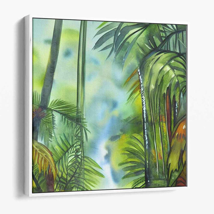 Serene Jungle: Watercolor Tropical Forest Canvas Art Print
