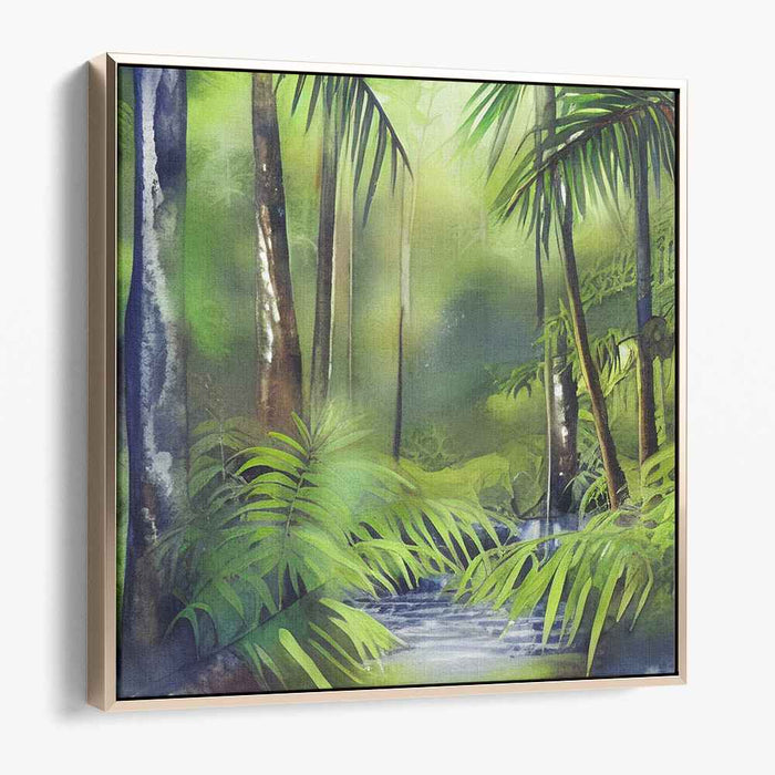 Emerald Oasis Dreams: Lush Green Tropical Canvas Art Print