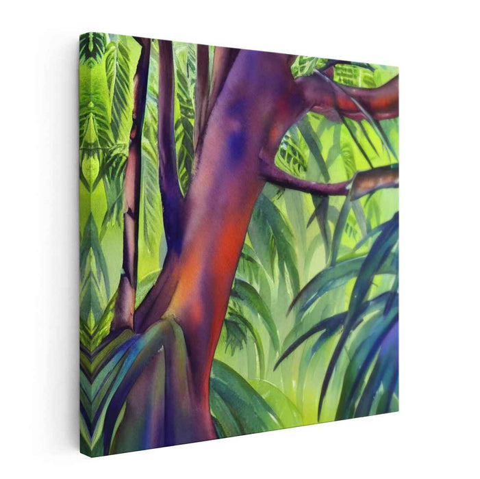Verdant Canopy Reverie: Lush Rainforest Tree Canvas Art Print