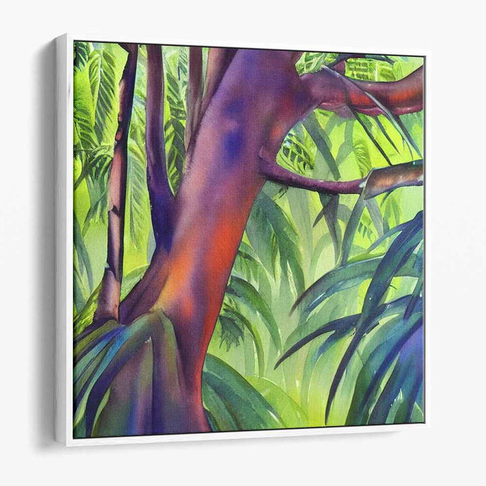 Verdant Canopy Reverie: Lush Rainforest Tree Canvas Art Print