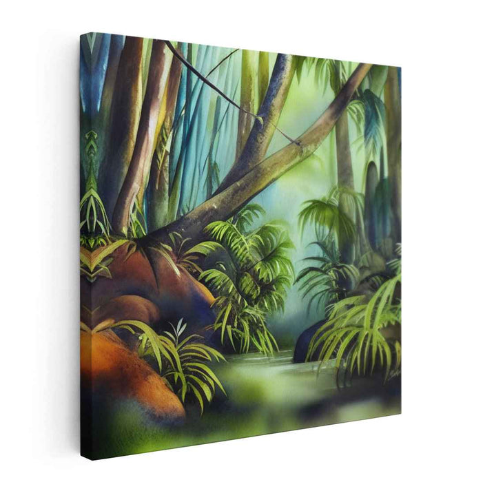 Serenity in the Jungle: Lush Green Canopy Landscape Art Print