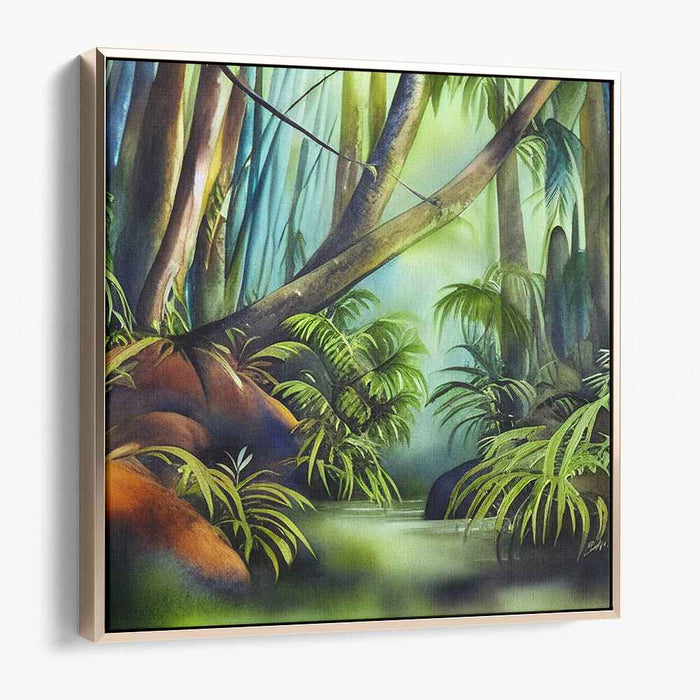 Serenity in the Jungle: Lush Green Canopy Landscape Art Print