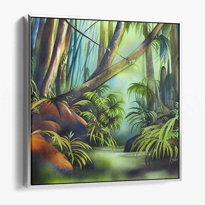 Serenity in the Jungle: Lush Green Canopy Landscape Art Print