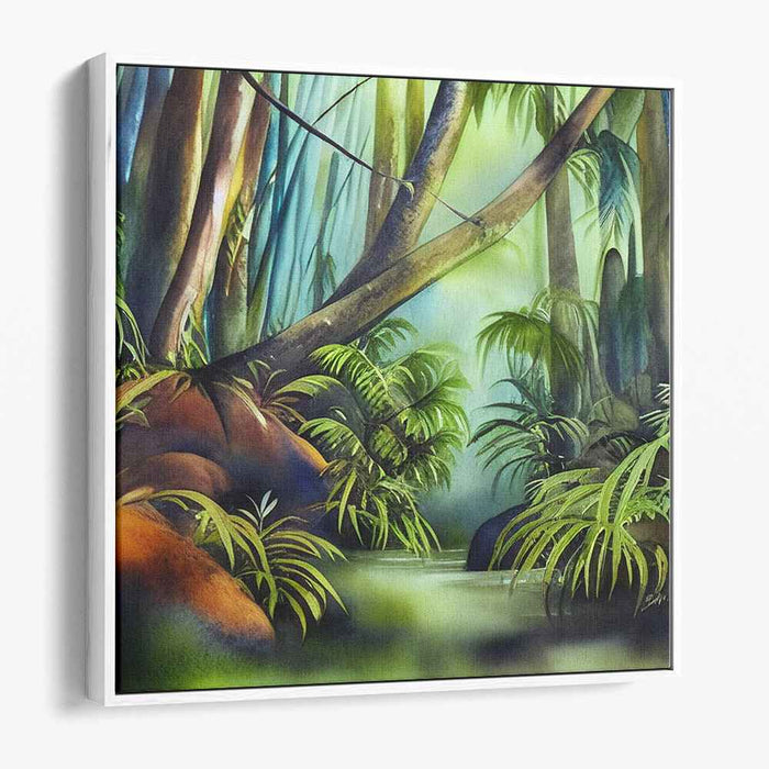 Serenity in the Jungle: Lush Green Canopy Landscape Art Print