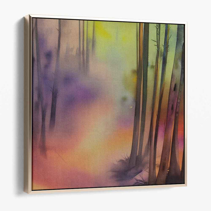Phantasmagoric Woodland Whispers: Surreal Forestscape in Vivid Hues Canvas Art