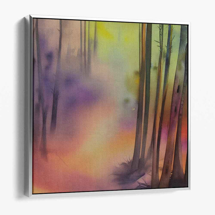 Phantasmagoric Woodland Whispers: Surreal Forestscape in Vivid Hues Canvas Art