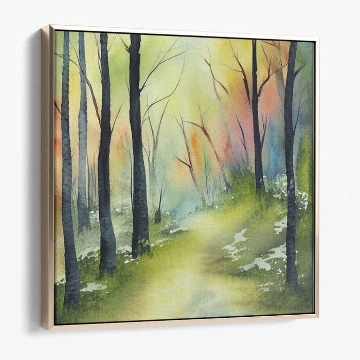 Whispering Woods Passage: A Serene Watercolor Forest Path