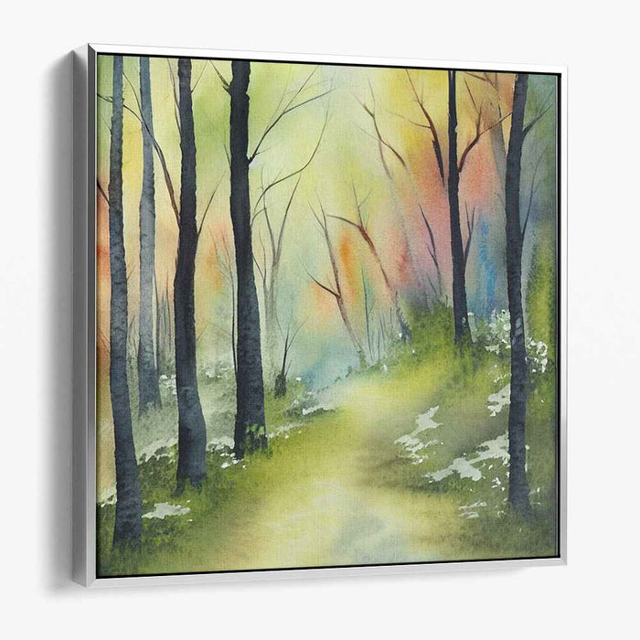 Whispering Woods Passage: A Serene Watercolor Forest Path