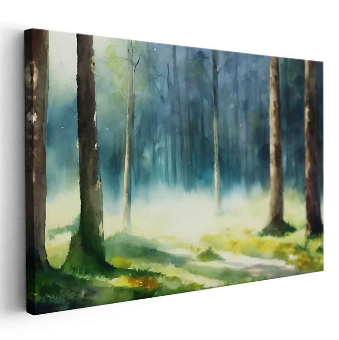 Ethereal Aquarelle Vista: Luminous Watercolor Landscape Canvas Art