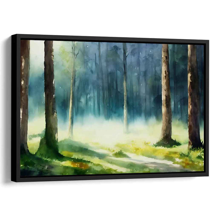 Ethereal Aquarelle Vista: Luminous Watercolor Landscape Canvas Art