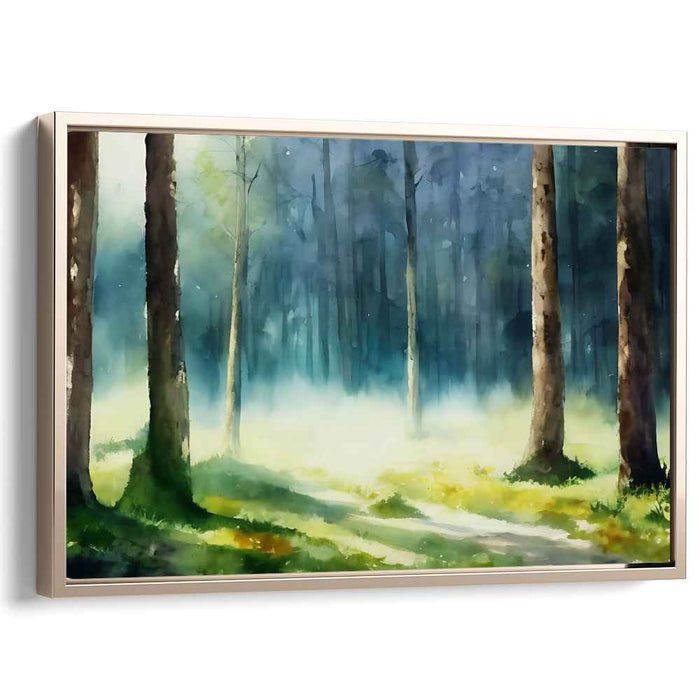 Ethereal Aquarelle Vista: Luminous Watercolor Landscape Canvas Art