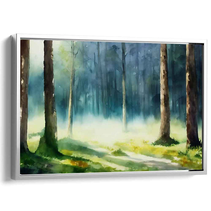 Ethereal Aquarelle Vista: Luminous Watercolor Landscape Canvas Art