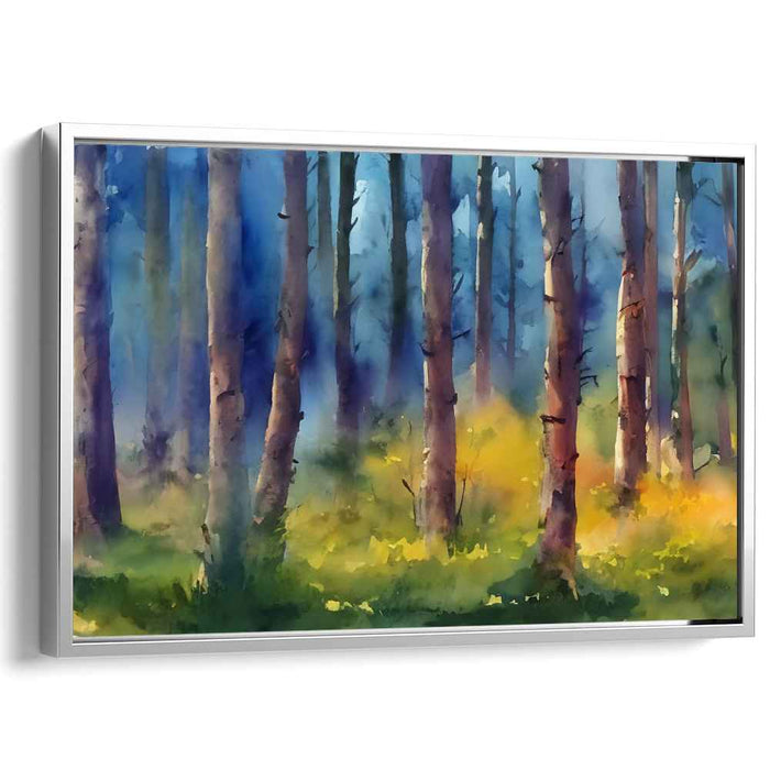 Forest Tints Symphony: Watercolor Forest Landscape Canvas Art Print