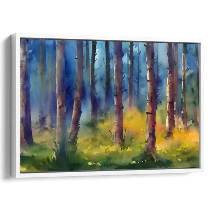Forest Tints Symphony: Watercolor Forest Landscape Canvas Art Print