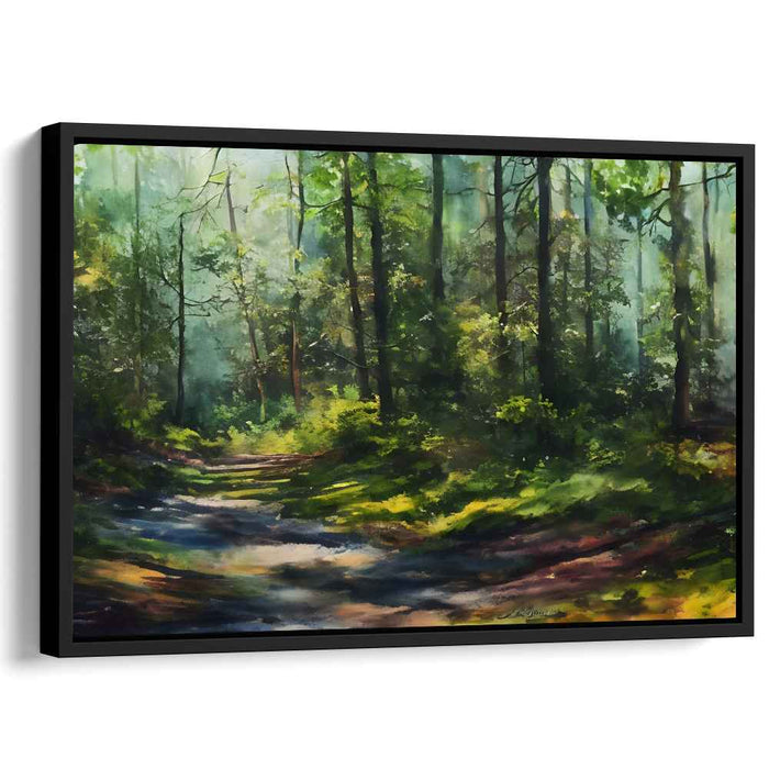 Silent Woods Tale: Realistic Forest Scene Canvas Art Print