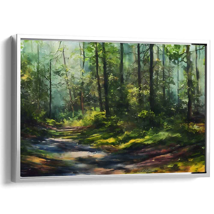 Silent Woods Tale: Realistic Forest Scene Canvas Art Print