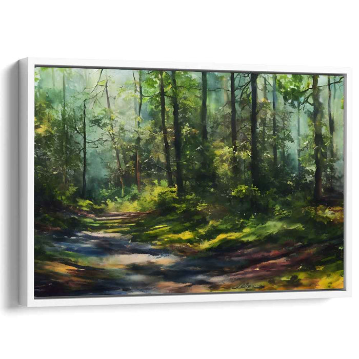 Silent Woods Tale: Realistic Forest Scene Canvas Art Print