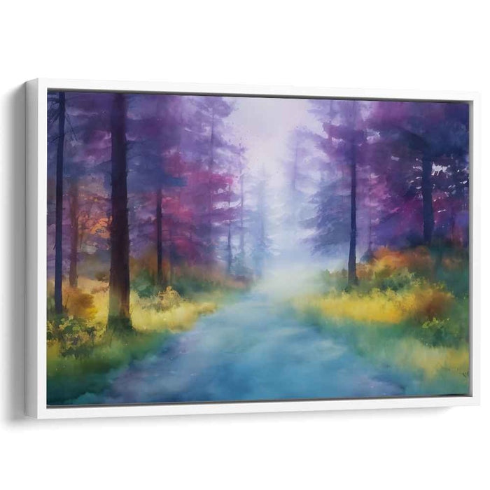Tranquil Dawn Landscape: Serene Watercolor Landscape Art Print