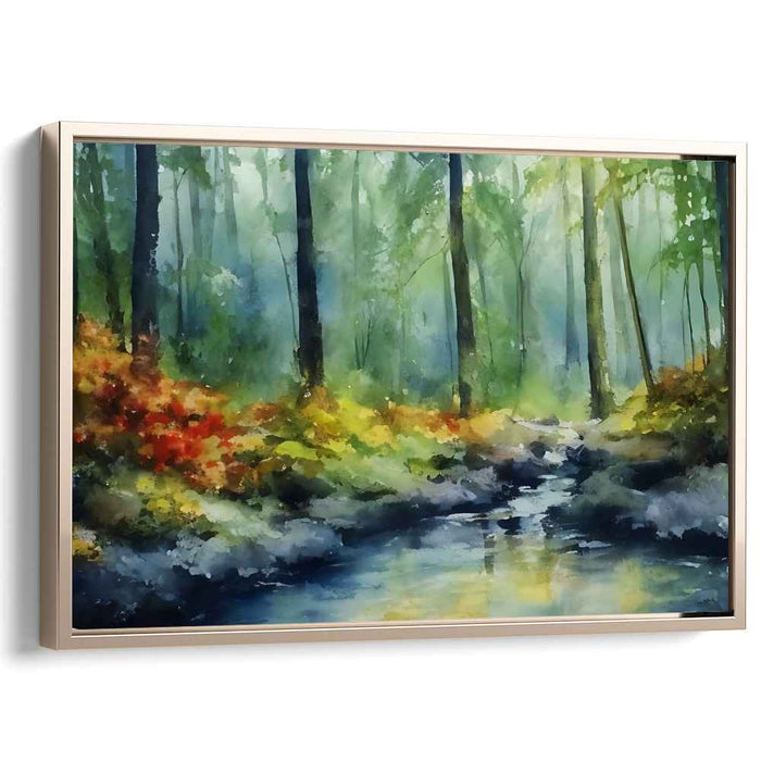 Woodland Whisper: Impressionist-Inspired Tranquil Woodland Canvas Art