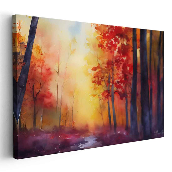 Mystic Woodland Serenade: Enchanting Forest Watercolor Landscape
