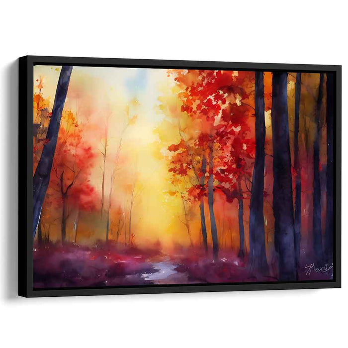 Mystic Woodland Serenade: Enchanting Forest Watercolor Landscape
