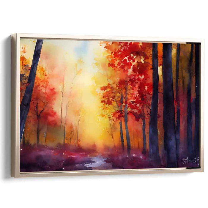 Mystic Woodland Serenade: Enchanting Forest Watercolor Landscape