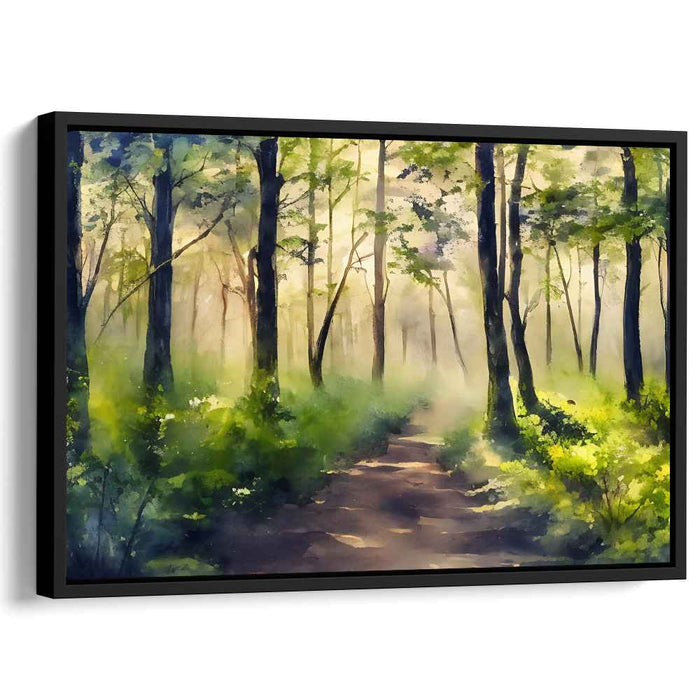 Calm Aquarelle Vista: Tranquil Watercolor Landscape Art Print