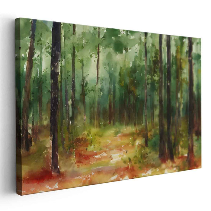Ethereal Woods Essence: Impressionistic Forest Landscape Canvas Art Print