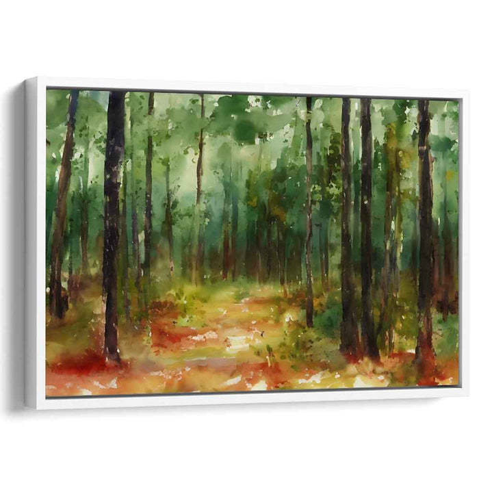 Ethereal Woods Essence: Impressionistic Forest Landscape Canvas Art Print