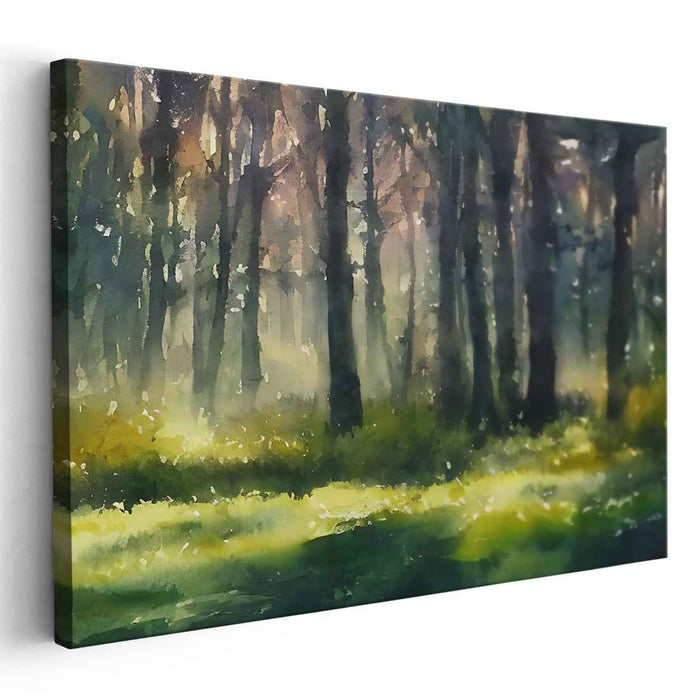 Mystic Watercolors: Enchanting Forest Watercolor Landscape
