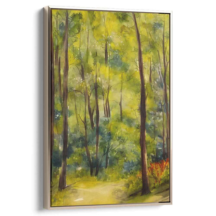 Enchanted Whispers: A Luminous Forest Path Watercolor Art Print