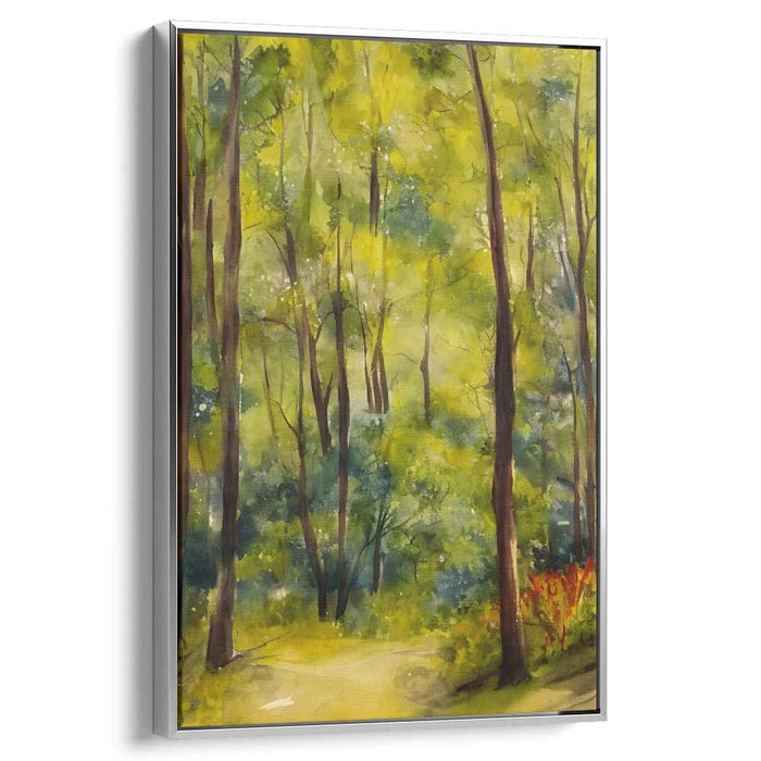 Enchanted Whispers: A Luminous Forest Path Watercolor Art Print