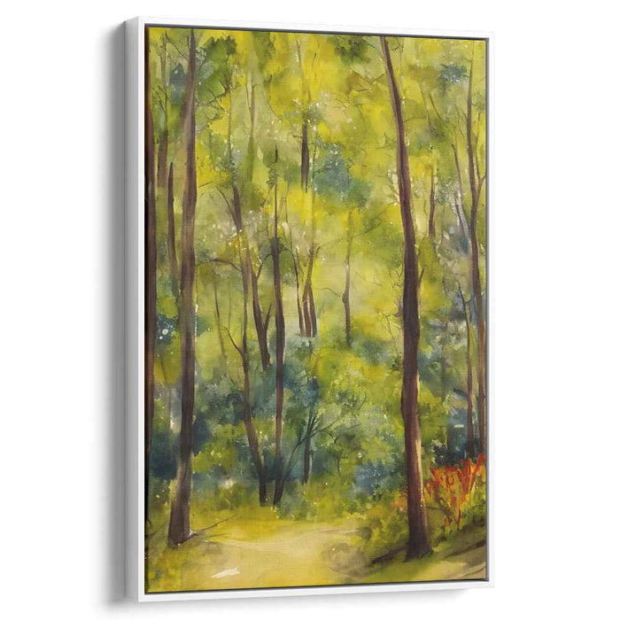 Enchanted Whispers: A Luminous Forest Path Watercolor Art Print